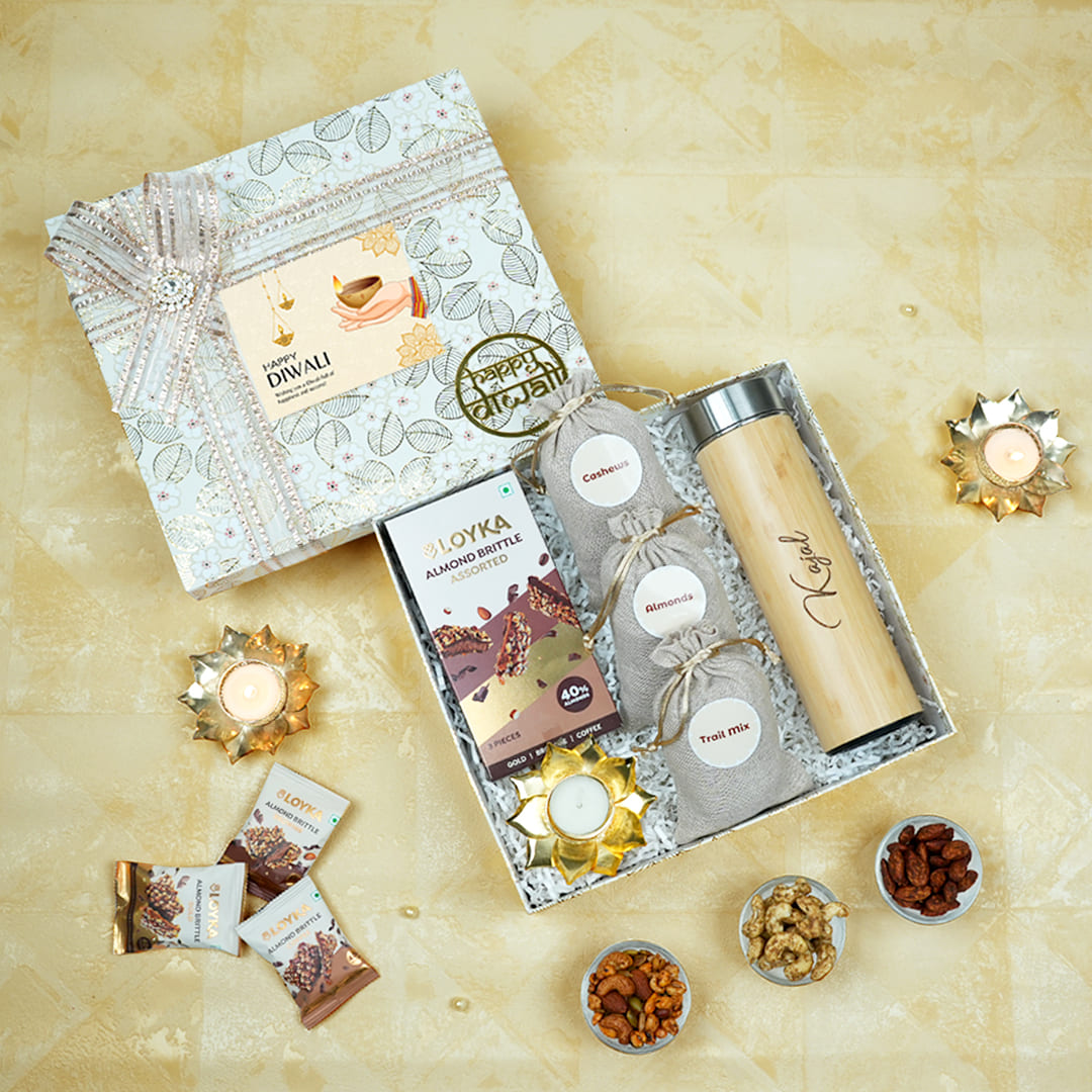 Premium Corporate Diwali Hamper - Bamboo Bottle & Dry Fruits